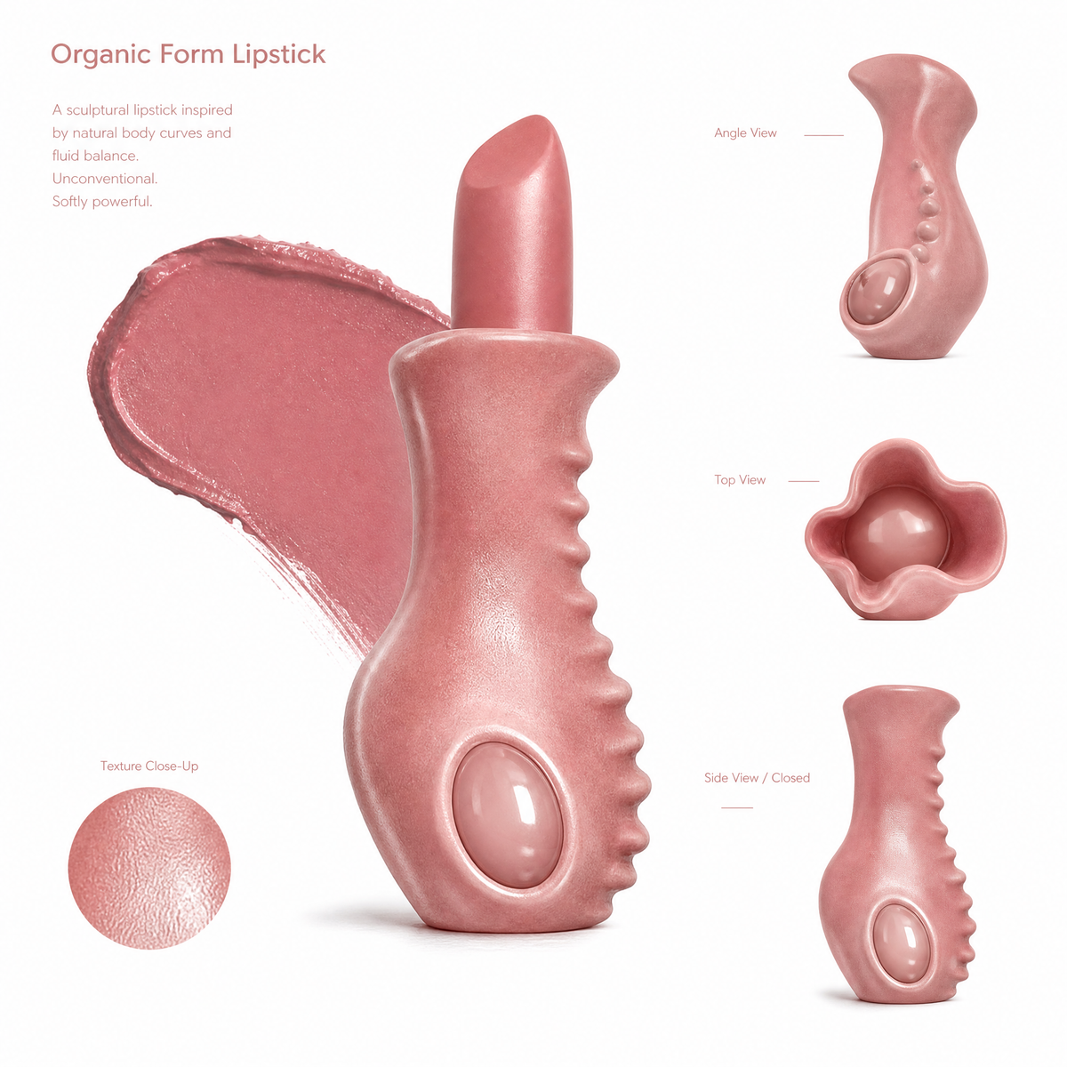 Organic Form Sculptural Lipstick ā Silky Smooth Moisturizing Lip Color with Ergonomic Spine Grip