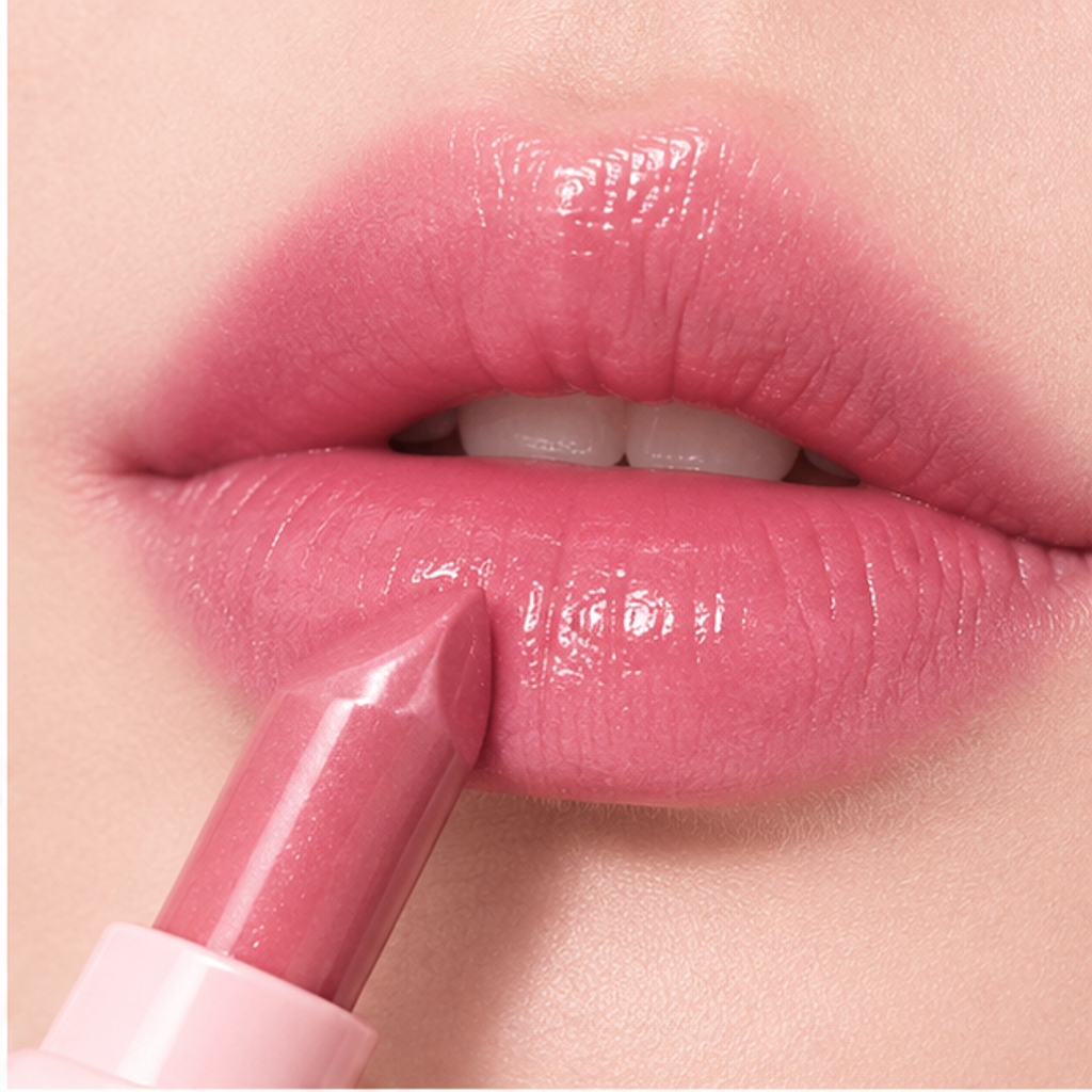 Sculptural Wavy Lipstick with Pink Crystal Orb Accents – Creamy Hydrating Rich Color Long-Lasting Lip Color