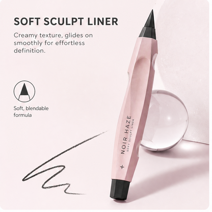 Soft Sculpt Gel Kohl Eyeliner & Precision Sharpener Duo in Noir Haze – Creamy Blendable Smoky Eye Pencil Set