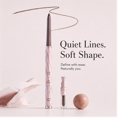 Dual-Ended Twist-Up Gel Eyeliner with Built-in Smudger in Pink Marble – Ultra-Fine Soft Brown Defining Pencil