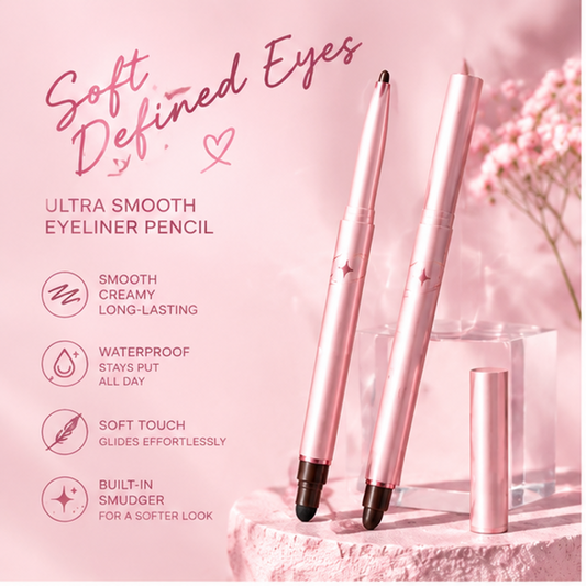 Dual-Ended Waterproof Eyeliner Pencil with Soft Blending Sponge – Ultra-Smooth Creamy Long-Lasting Eye Definer