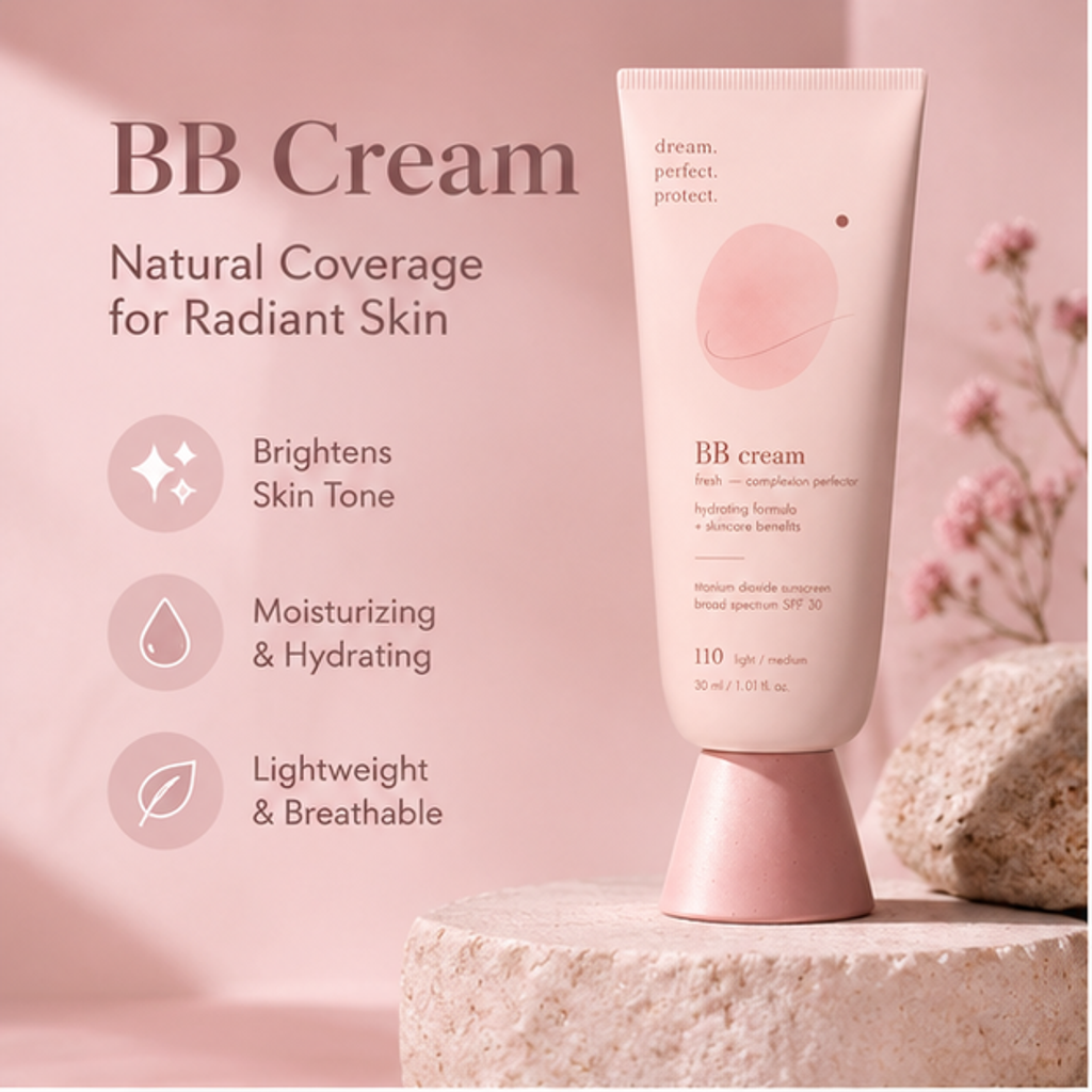 3-in-1 Mineral BB Cream SPF 30 with Titanium Dioxide – Hydrating Complexion Perfector & Natural Radiant Tint