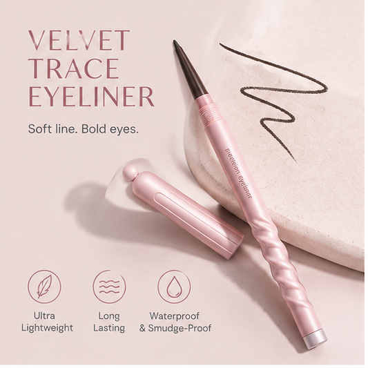 Velvet Trace 0.1mm Precision Eyeliner in Soft Brown – Spiral Grip Waterproof Smudge-Proof Eye Definer