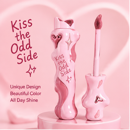 Kiss the Odd Side High-Shine Lip Glaze – Non-Sticky Plumping Liquid Lip Tint with 3D Heart Accents