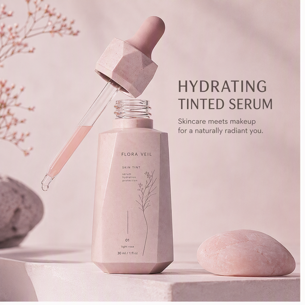 Hydrating Tinted Serum Skin Tint with Hyaluronic Acid & Niacinamide – Lightweight Breathable Dropper Foundation