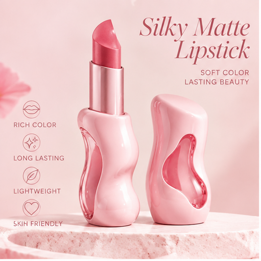 Silky Matte Sculptural Lipstick in Natural Rosy Glow – Velvety Smooth Lightweight Long-Lasting Lip Color