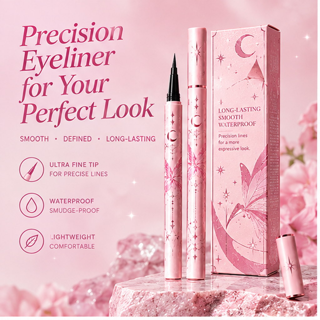 0.01mm Ultra-Fine Precision Liquid Eyeliner – 24H Waterproof Smudge-Proof Quick-Drying Black Pen