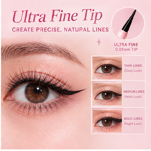 0.01mm Ultra-Fine Precision Liquid Eyeliner – 24H Waterproof Smudge-Proof Quick-Drying Black Pen