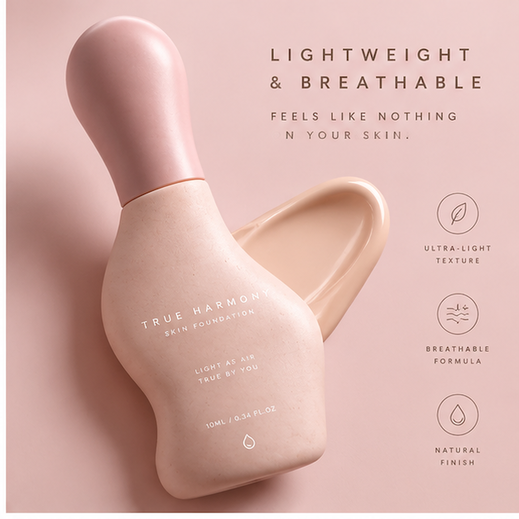Universal True-Match Skin Foundation – Ultra-Light Breathable Formula for Pore-Blurring Natural Radiance