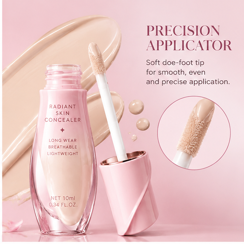Radiant Skin Concealer with Precision Doe-Foot Applicator – Long-Wear Brightening & Flawless Dark Circle Coverage