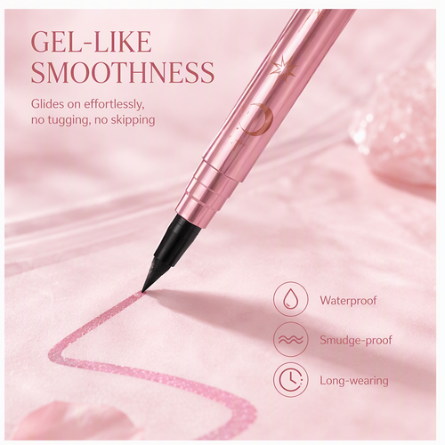 12-Shade Dreamy Winged Gel Eyeliner Pen with Crystal Star Charm – Waterproof Smudge-Proof Color Stamp Liner