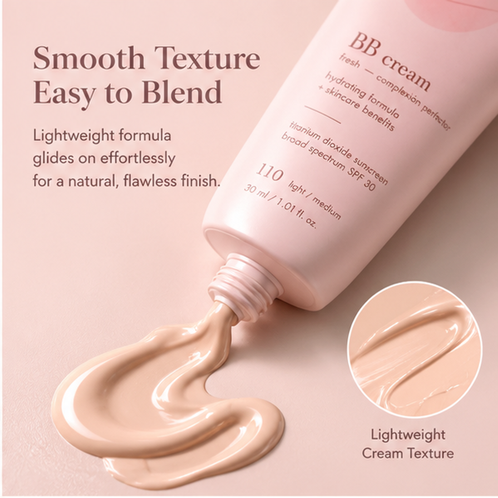 3-in-1 Mineral BB Cream SPF 30 with Titanium Dioxide – Hydrating Complexion Perfector & Natural Radiant Tint