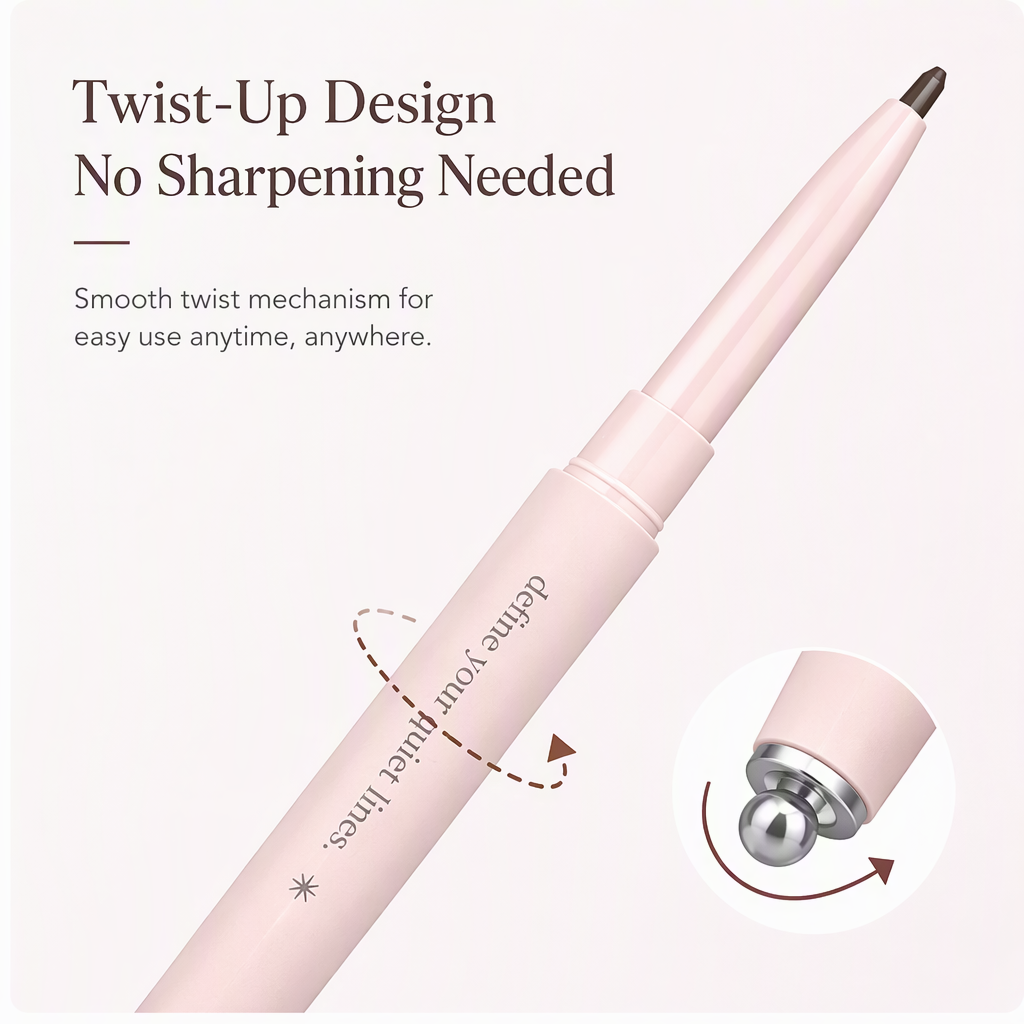 Ergonomic Twist-Up Gel Eyeliner Pencil – Ultra-Fine No-Sharpening Waterproof Smudge-Proof Liner