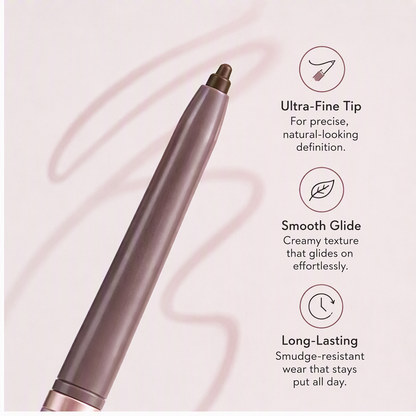 Dual-Ended Twist-Up Gel Eyeliner with Built-in Smudger in Pink Marble – Ultra-Fine Soft Brown Defining Pencil