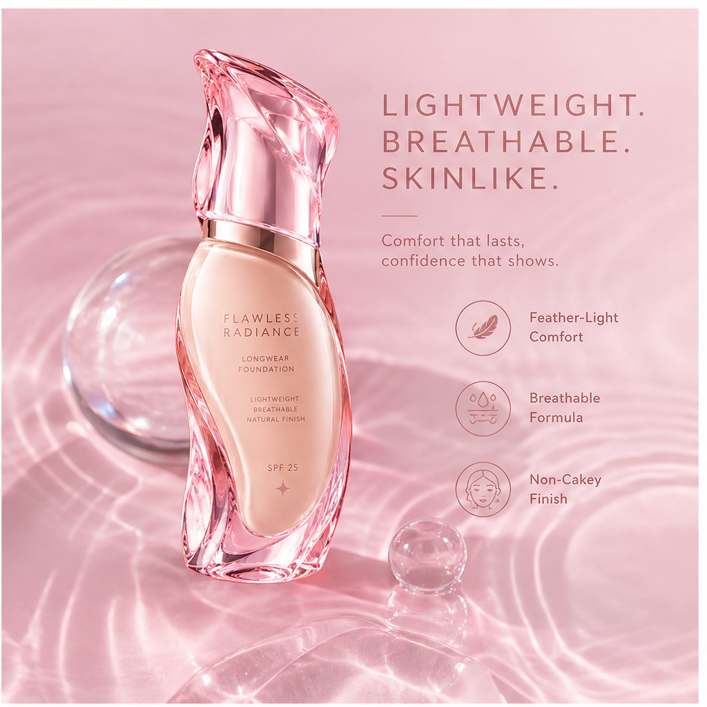 Flawless Radiance 24H Longwear Foundation SPF 25 – Breathable Sweat-Resistant Natural Liquid Base