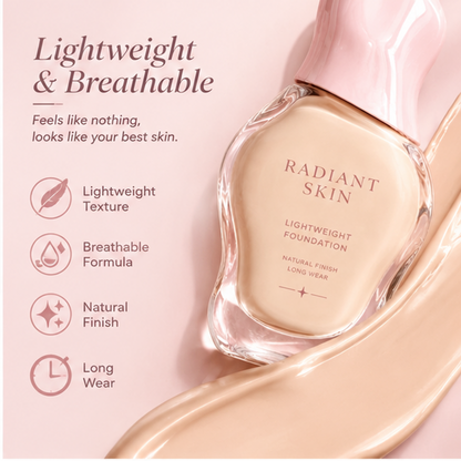 Radiant Skin Lightweight Liquid Foundation – Long-Wear Breathable Natural Finish for a Healthy Glow