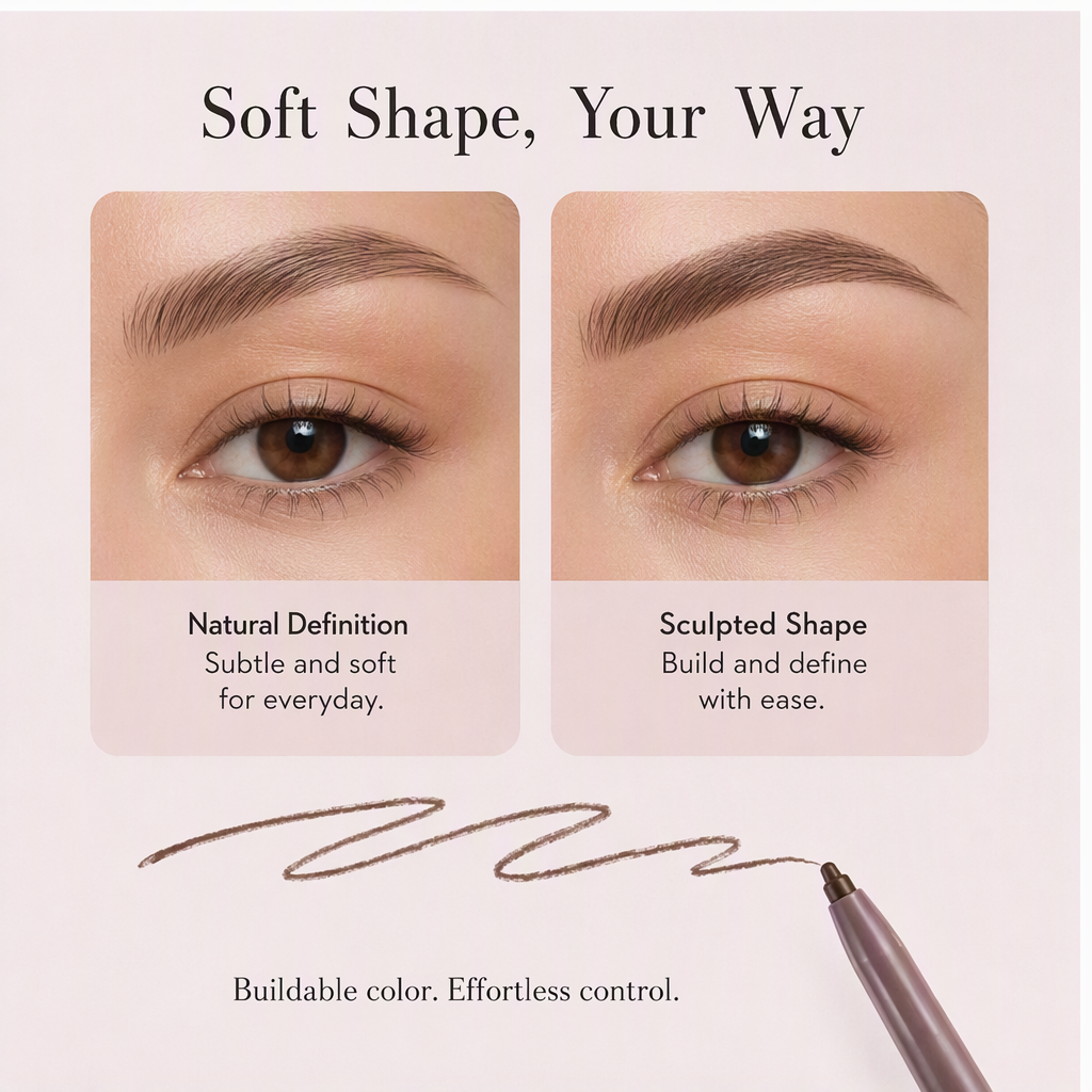 Dual-Ended Twist-Up Gel Eyeliner with Built-in Smudger in Pink Marble – Ultra-Fine Soft Brown Defining Pencil