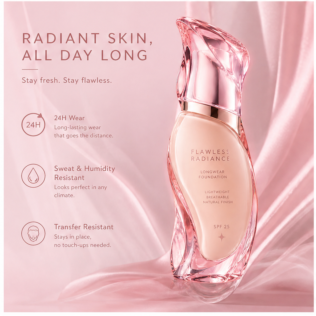 Flawless Radiance 24H Longwear Foundation SPF 25 – Breathable Sweat-Resistant Natural Liquid Base