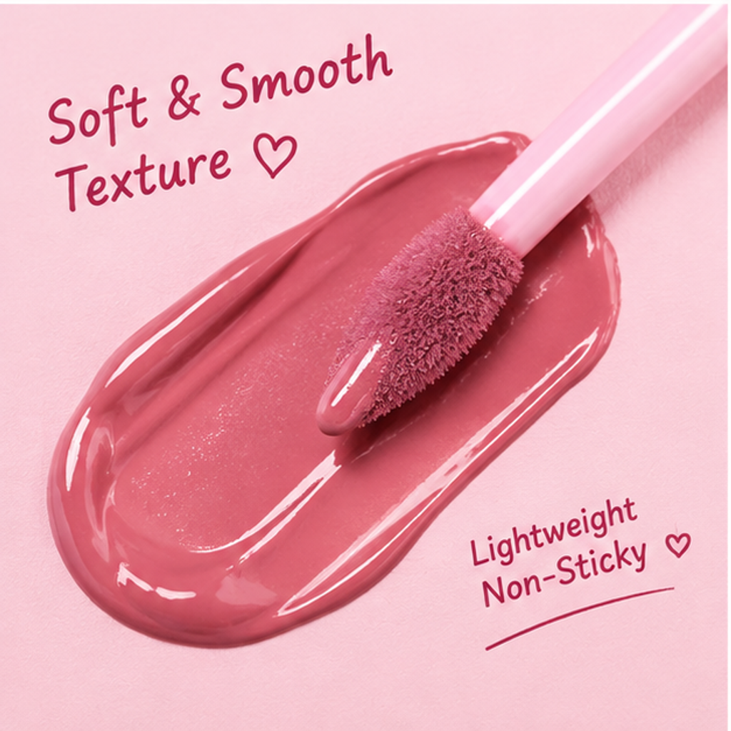 Kiss the Odd Side High-Shine Lip Glaze – Non-Sticky Plumping Liquid Lip Tint with 3D Heart Accents