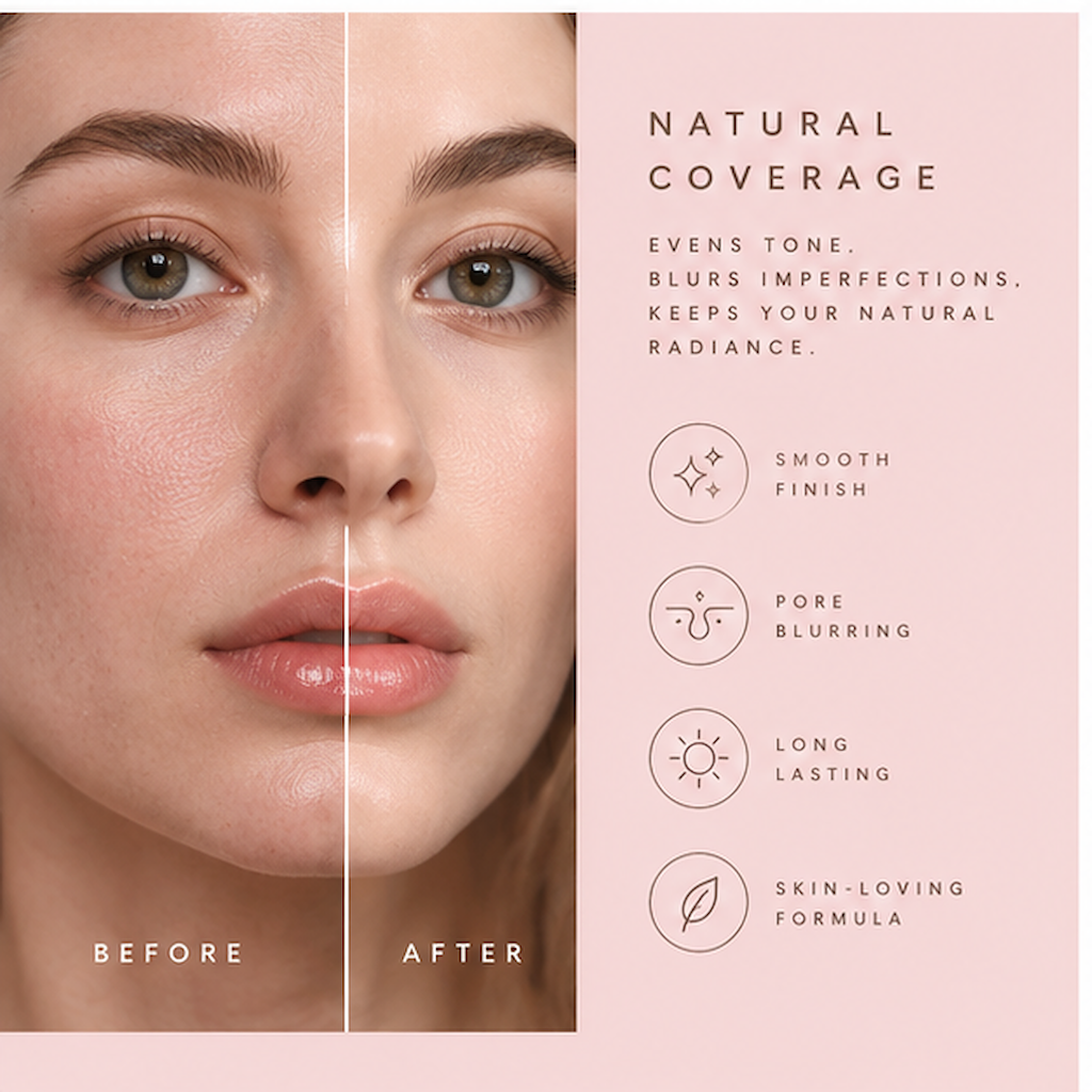 Universal True-Match Skin Foundation – Ultra-Light Breathable Formula for Pore-Blurring Natural Radiance
