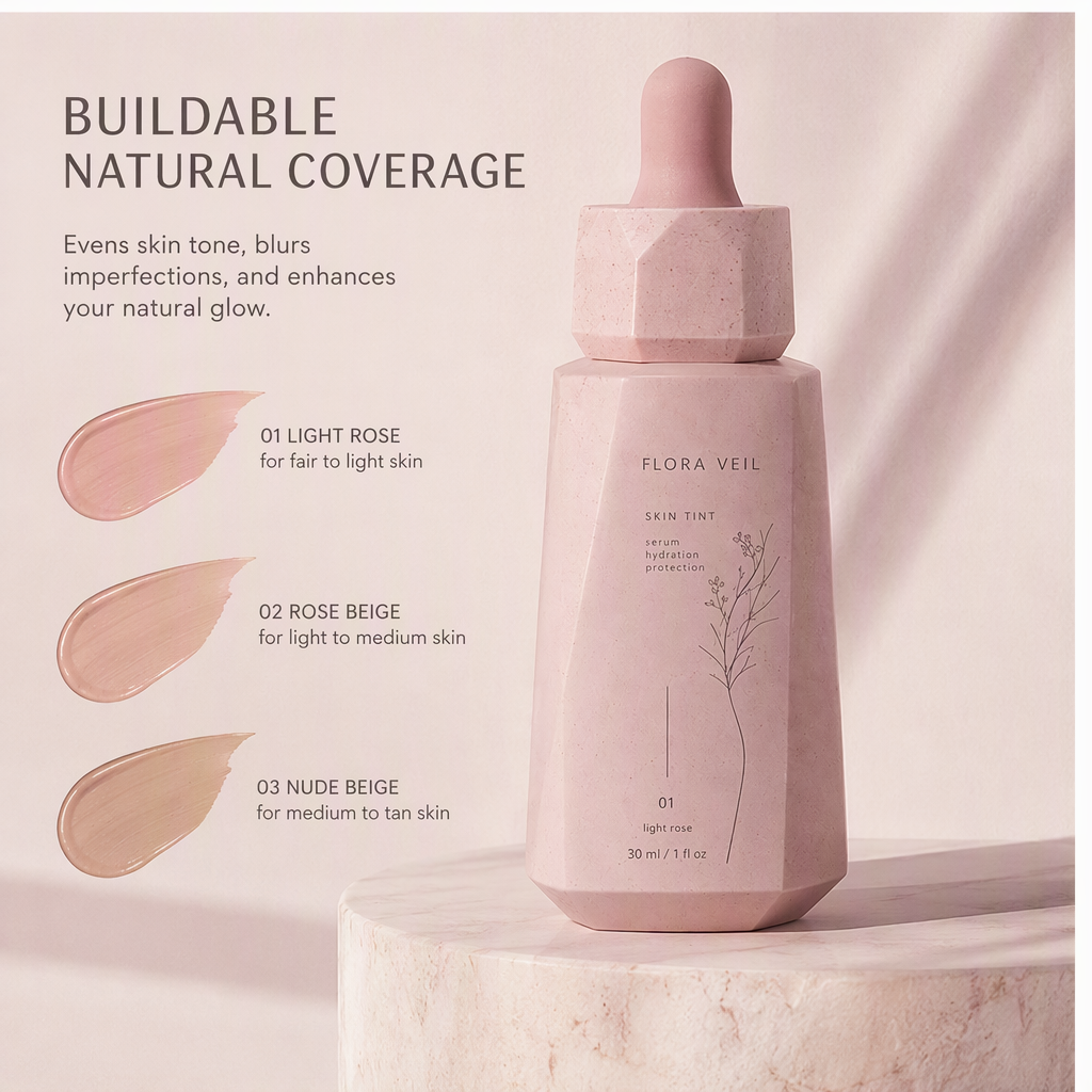 Hydrating Tinted Serum Skin Tint with Hyaluronic Acid & Niacinamide – Lightweight Breathable Dropper Foundation