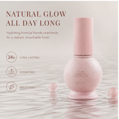 Self-Adjusting Color Changing Foundation – Hydrating Skin-Tone Adapting Liquid Base for a Natural Second-Skin Glow