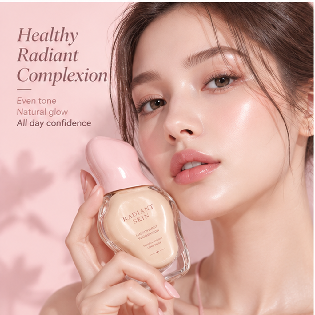 Radiant Skin Lightweight Liquid Foundation – Long-Wear Breathable Natural Finish for a Healthy Glow