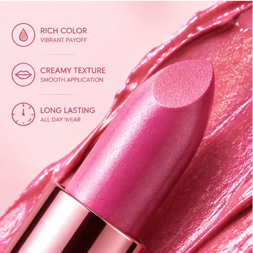 Sculptural Wavy Satin Shine Lipstick – Rich Color Creamy Hydrating Long-Lasting Lip Color