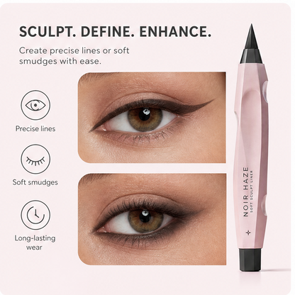 Soft Sculpt Gel Kohl Eyeliner & Precision Sharpener Duo in Noir Haze – Creamy Blendable Smoky Eye Pencil Set