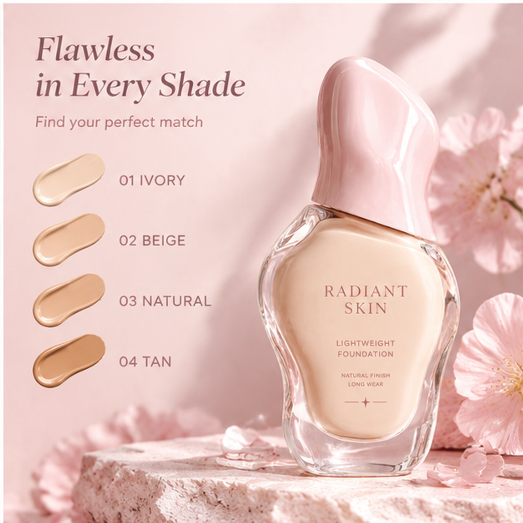 Radiant Skin Lightweight Liquid Foundation – Long-Wear Breathable Natural Finish for a Healthy Glow