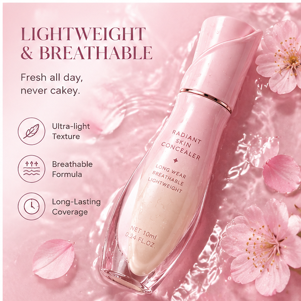 Radiant Skin Concealer with Precision Doe-Foot Applicator – Long-Wear Brightening & Flawless Dark Circle Coverage