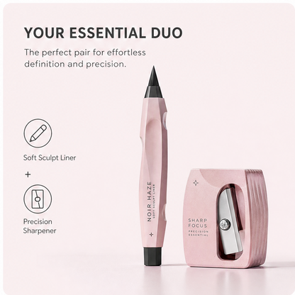 Soft Sculpt Gel Kohl Eyeliner & Precision Sharpener Duo in Noir Haze – Creamy Blendable Smoky Eye Pencil Set