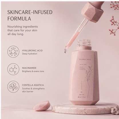Hydrating Tinted Serum Skin Tint with Hyaluronic Acid & Niacinamide – Lightweight Breathable Dropper Foundation