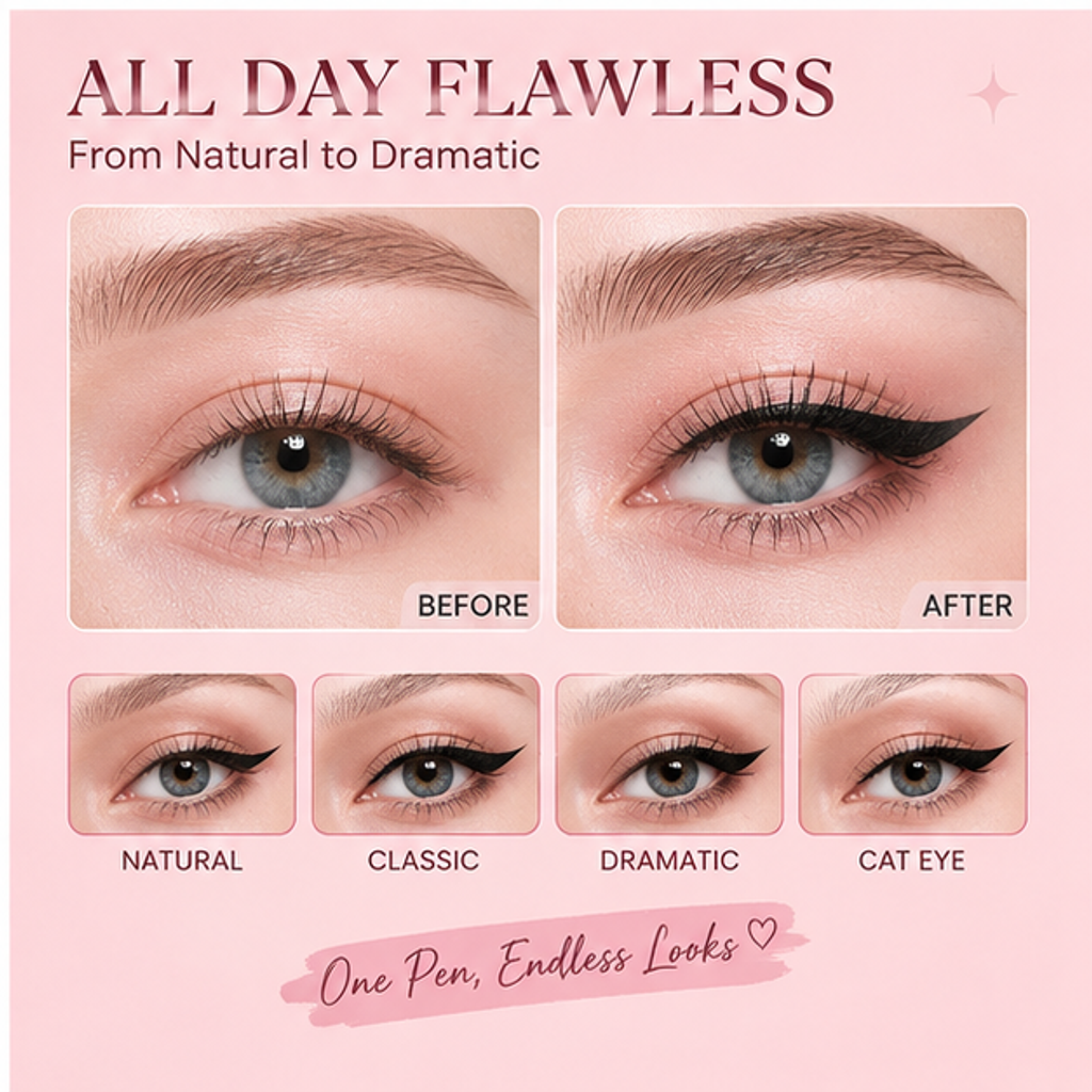 Precision Waterproof Gel Eyeliner with 0.01mm Ultra-Fine Tip – Smudge-Proof Sweatproof Long-Lasting Black Liner