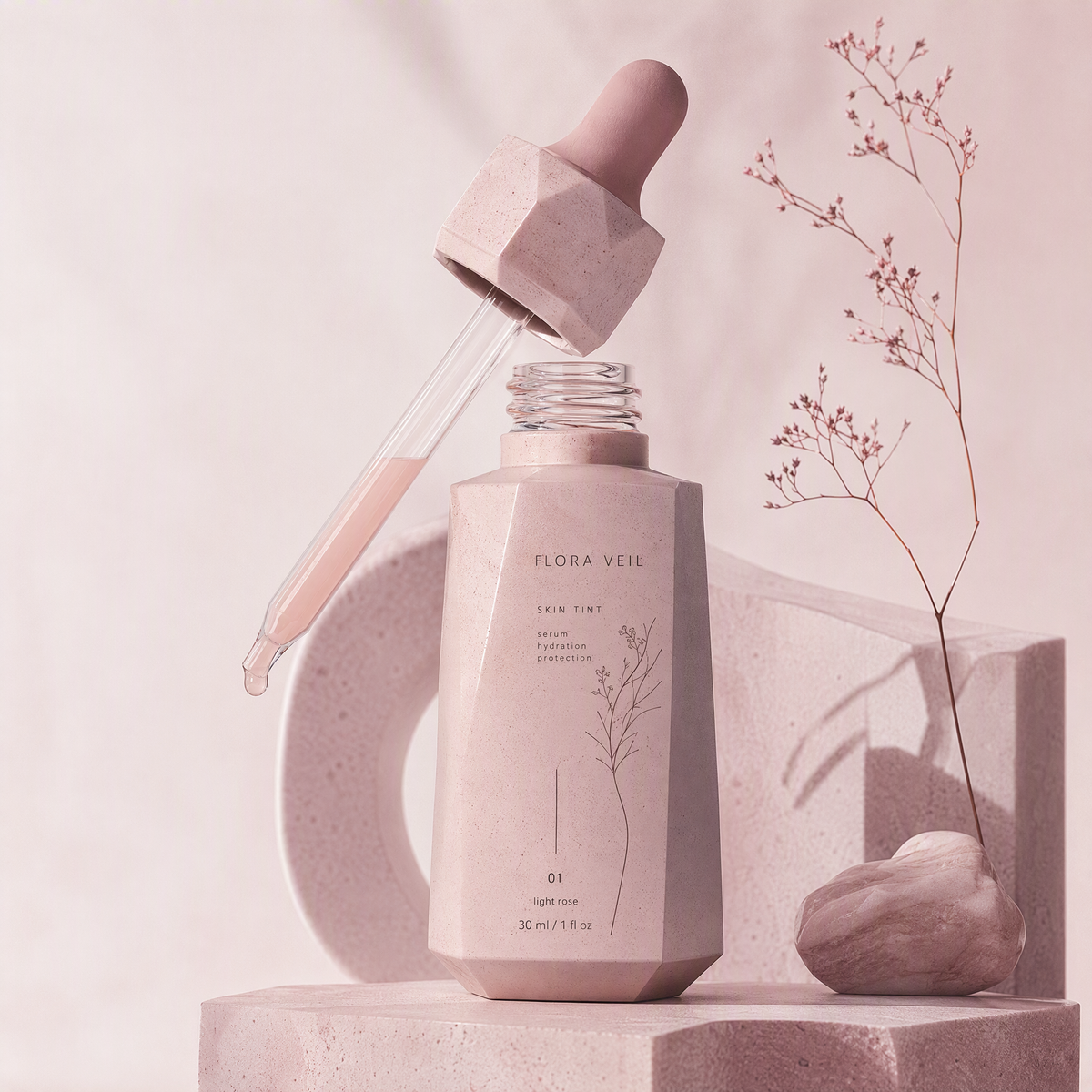 Hydrating Tinted Serum Skin Tint with Hyaluronic Acid & Niacinamide – Lightweight Breathable Dropper Foundation