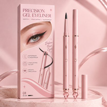Precision Waterproof Gel Eyeliner with 0.01mm Ultra-Fine Tip – Smudge-Proof Sweatproof Long-Lasting Black Liner