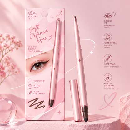 Dual-Ended Waterproof Eyeliner Pencil with Soft Blending Sponge – Ultra-Smooth Creamy Long-Lasting Eye Definer