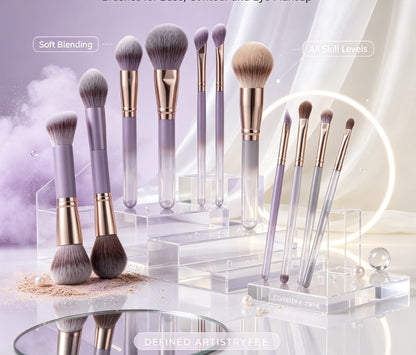 All-in-One Portable Travel Makeup Brush Kit: Versatile 6, 10, or 18-Piece Dual-Ended Professional Cosmetic Tool Set with Carrying Bag