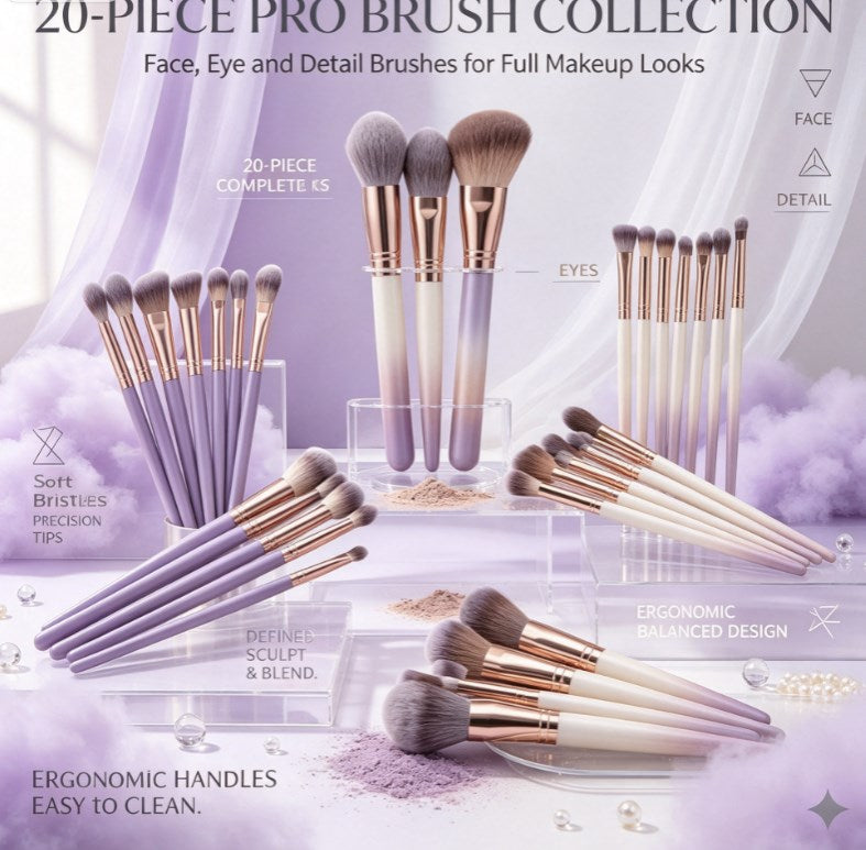 All-in-One Portable Travel Makeup Brush Kit: Versatile 6, 10, or 18-Piece Dual-Ended Professional Cosmetic Tool Set with Carrying Bag
