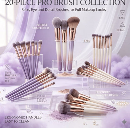 All-in-One Portable Travel Makeup Brush Kit: Versatile 6, 10, or 18-Piece Dual-Ended Professional Cosmetic Tool Set with Carrying Bag