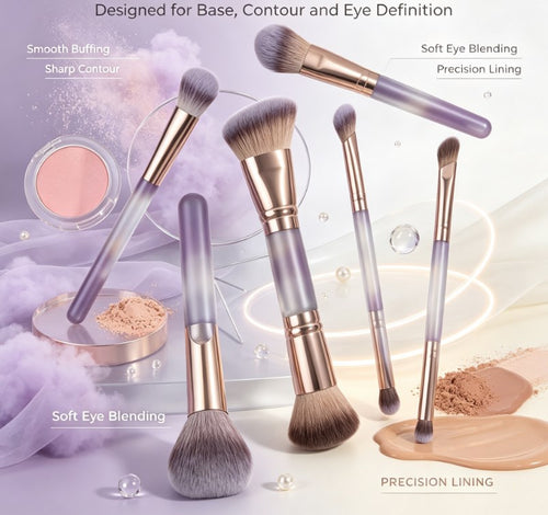 All-in-One Portable Travel Makeup Brush Kit: Versatile 6, 10, or 18-Piece Dual-Ended Professional Cosmetic Tool Set with Carrying Bag