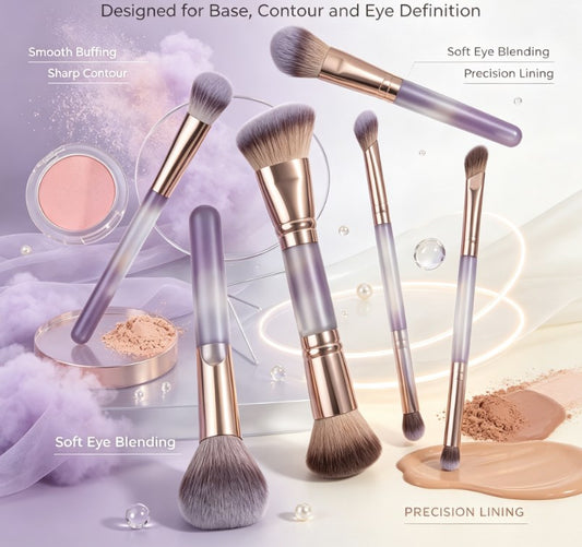 All-in-One Portable Travel Makeup Brush Kit: Versatile 6, 10, or 18-Piece Dual-Ended Professional Cosmetic Tool Set with Carrying Bag