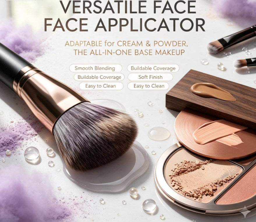 Dual‑Sided Makeup Applicator – Angled Contour & Rounded Foundation Brush for Liquid, Cream, Concealer and Powder Blending