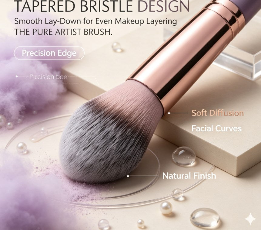 Dual‑Sided Makeup Applicator – Angled Contour & Rounded Foundation Brush for Liquid, Cream, Concealer and Powder Blending