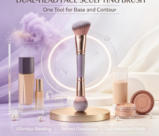 Dual‑Sided Makeup Applicator – Angled Contour & Rounded Foundation Brush for Liquid, Cream, Concealer and Powder Blending