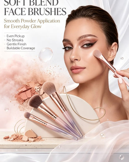 Professional 43-Piece Beauty Tool Set: High-Density Makeup Brushes & Dual-Sided Blending Sponges with 360-Degree Rotating Storage Case