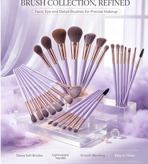 Professional 43-Piece Beauty Tool Set: High-Density Makeup Brushes & Dual-Sided Blending Sponges with 360-Degree Rotating Storage Case