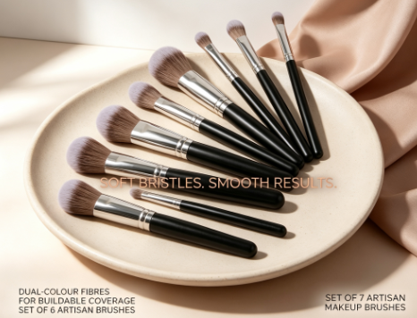 6-Piece Sculpting Makeup Brush Kit – Silky-Soft Angled Heads for Effortless Contouring, Detailing & Smooth Coverage