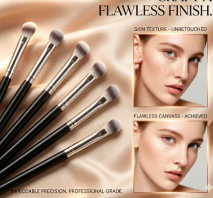 6-Piece Sculpting Makeup Brush Kit – Silky-Soft Angled Heads for Effortless Contouring, Detailing & Smooth Coverage